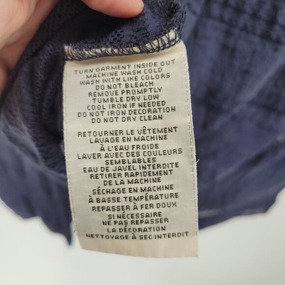 Denim & supply Ralph Lauren Womens XL navy blue blouse semi sheer lace detail - Picture 7 of 10